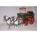 Beswick Dapple Grey Shire Horses and Cart