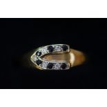 9ct Gold Dress Ring set with White Stones - Size O