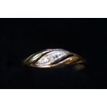 9ct Gold Dress Ring set with White Stone - Size M