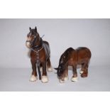 Two Beswick Shire Horses - Tallest 21cm h