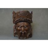 Finely Carved Oriental Wall Mask (very dense wood)