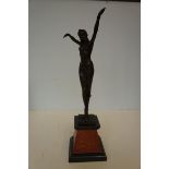 Bronze art deco Egyptian dancer on marble base