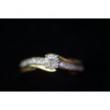 9ct Gold Ring set with Diamonds (central diamond a