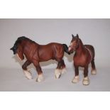 Two Beswick Shire Horses Matt