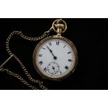 10ct gold plate open faced pocket watch