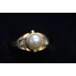 14ct Gold dress ring set with ?natural Pearl with