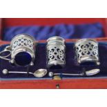 Silver Condiments Set Full Chester Hallmarks in pl