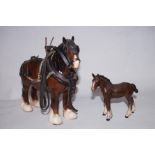 Beswick Shire Horse and Foal - 21cm h