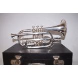 Silver plated cornet, inscripted Barratts of Manch