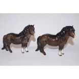 Two Beswick Shetland Ponies