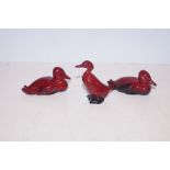 3 Royal Doulton Flambé Ducks - 9cm Wide
