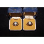 2 Tri-Colour Wedgewood Jasper Silver Rings - Size