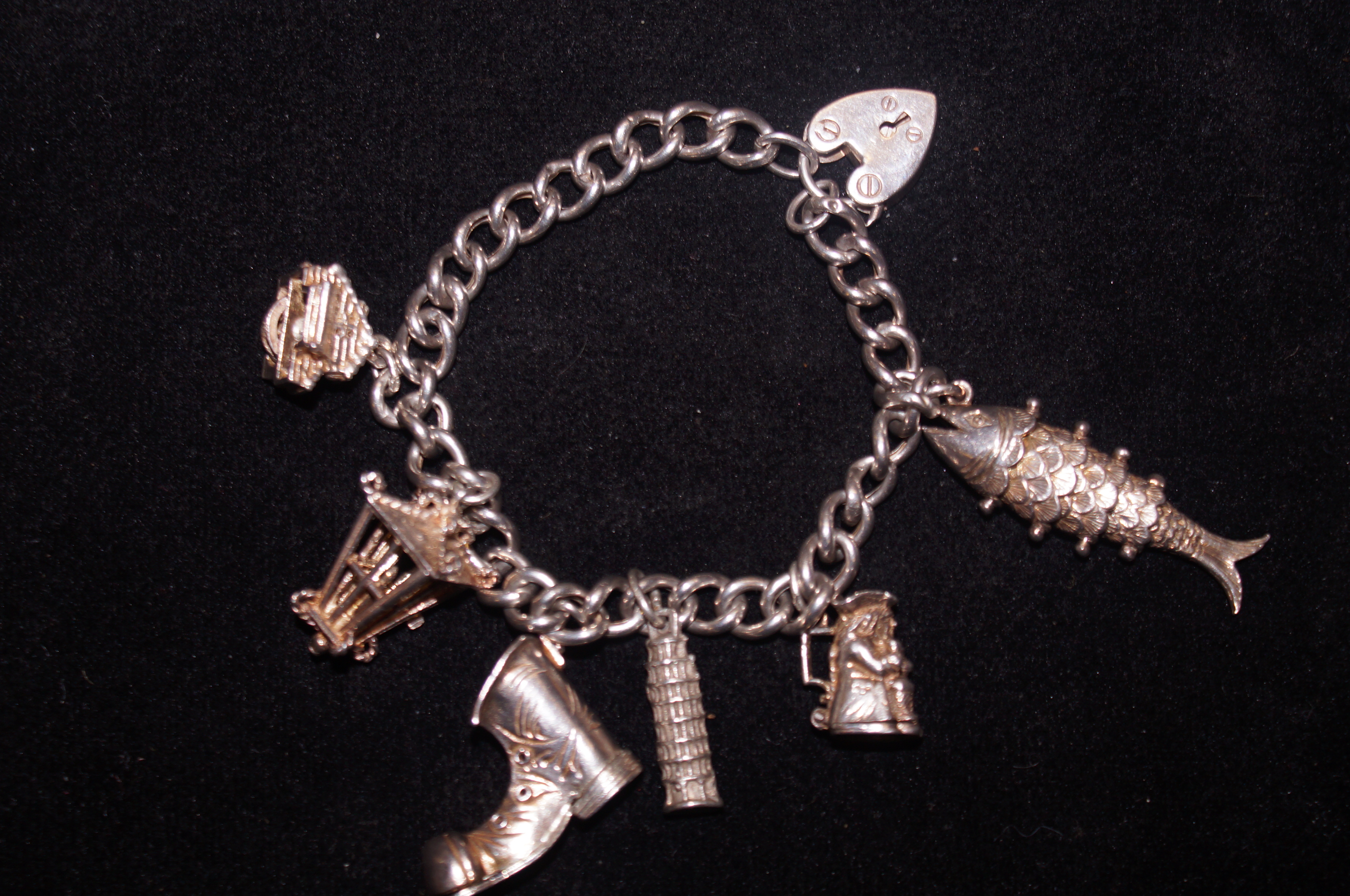 Silver Charm Bracelet with 6 Charms