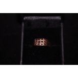 9ct Gold Ring 12 Red Stones - Size P