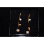 Pair of 9ct Gold Pearl Drop Earrings