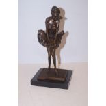 Bronze Lady on Marble Base Figure Signed - 28cm
