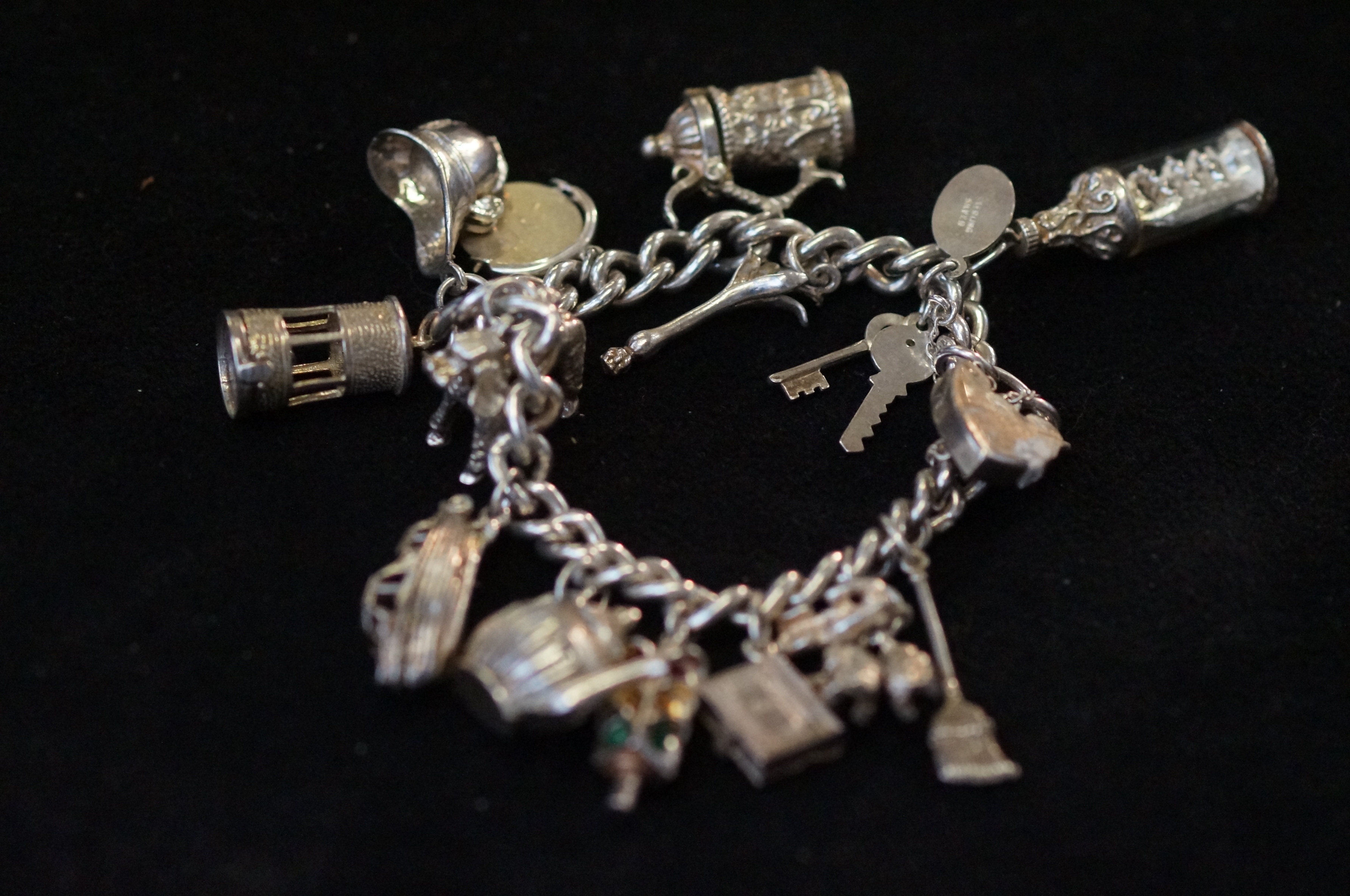 Silver Charm Bracelet. Weight 66g