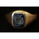 9ct Gents Gold Ring with Hard Stone Centurion - S