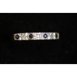 9ct Ring with Diamond and Sapphire - Size T.5