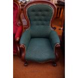 Edwardian Balloon Back Armchair with Button Back U