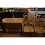 Barley Twist table with 4 wheel back dining chair