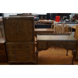 Walnut Veneered Chest together with Dressing Table