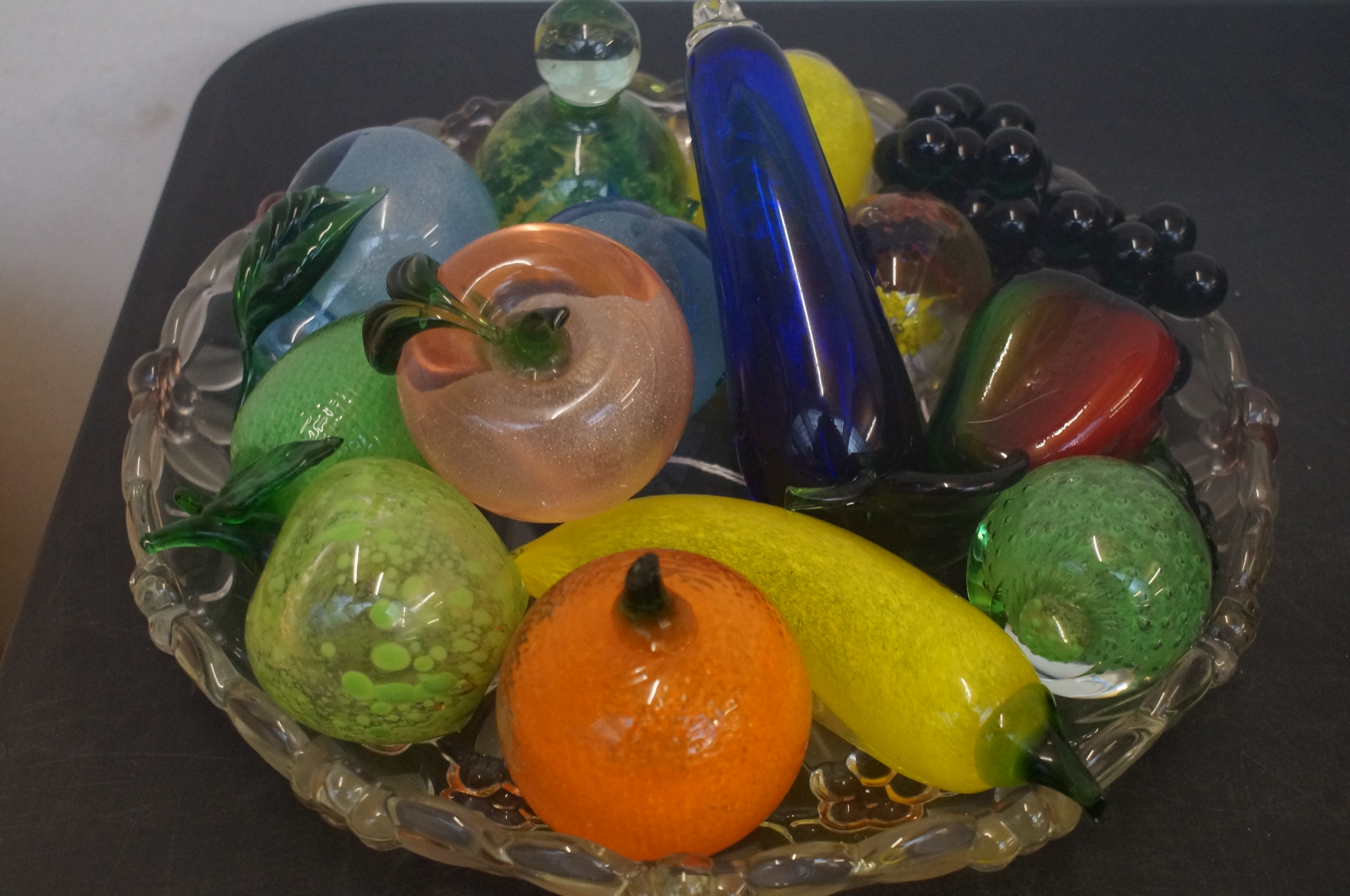 Glass Fruit Bowl with Glass Fruit