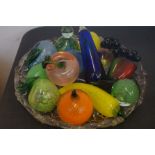 Glass Fruit Bowl with Glass Fruit