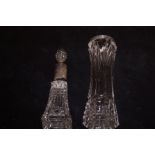 2 Silver Top Cut Glass Items (1 Vase and 1 Perfume