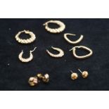 5 Pairs of 9ct Gold Earrings