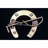 Yellow Metal Tested for Gold Horseshoe Pin Brooch