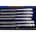Boxed set of 6 silver knives