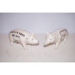 2x cast iron butchers pig money boxes