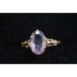 9ct Gold Ring Ring (Possibly Amethyst) - Size N