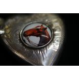 Silver Heart Shaped Vesta Case with Enamel Horse C