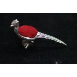 Silver Pin Cushion in the form of a Pheasant - 5cm