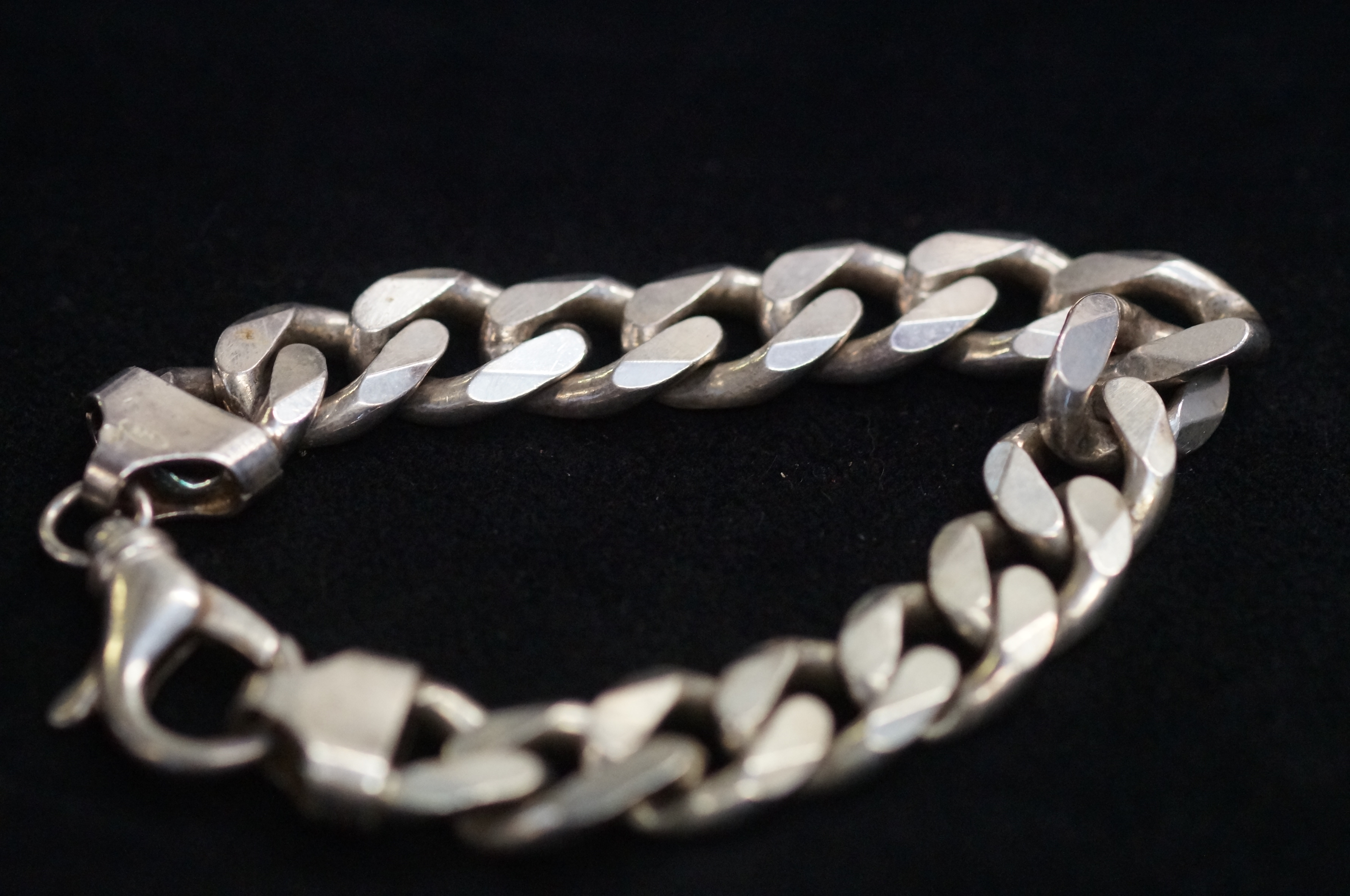 Heavy Gents Silver Curb Bracelet - 81g