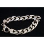 Heavy Gents Silver Curb Bracelet - 81g