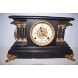 Wooden Belgian Style Mantle Clock - 44cm Wide (On