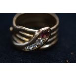 18ct Gold Ring Set with Ruby and Diamonds, 11.8g -