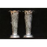 Pair of James Dickson Silver Plated Vases - 13cm