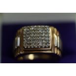 Gents 9ct Gold Rolex Ring Set with Paved Diamonds,