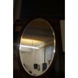 Large Edwardian Oval Bevelled Mirror with Box Wood