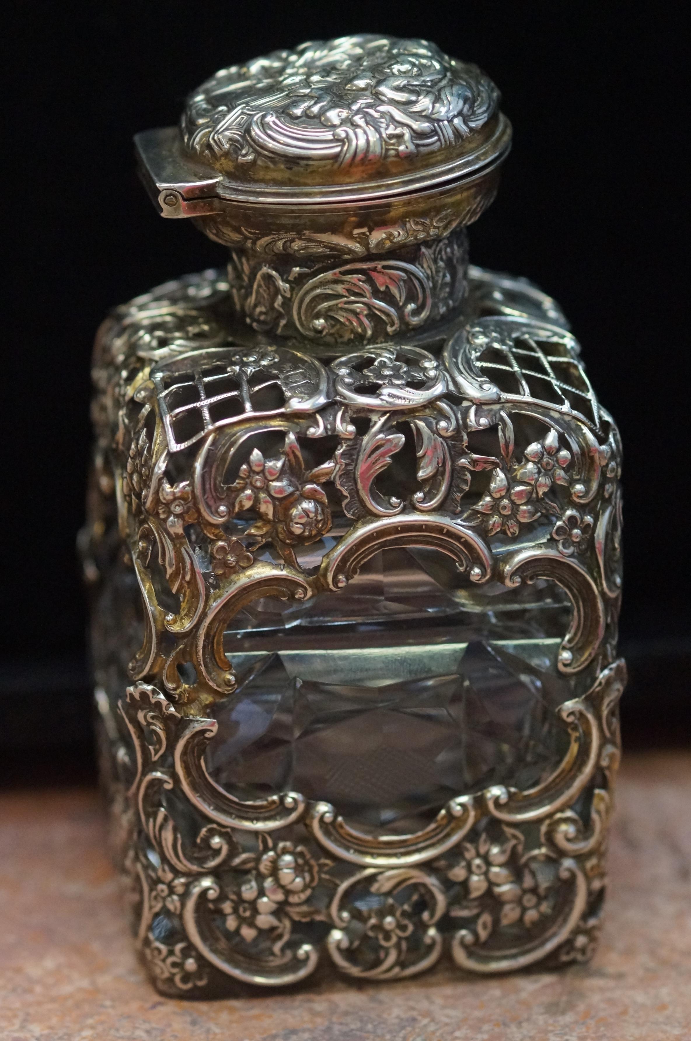 Early Victorian Large Scent Bottle Converted into Trinket Box with London Hal