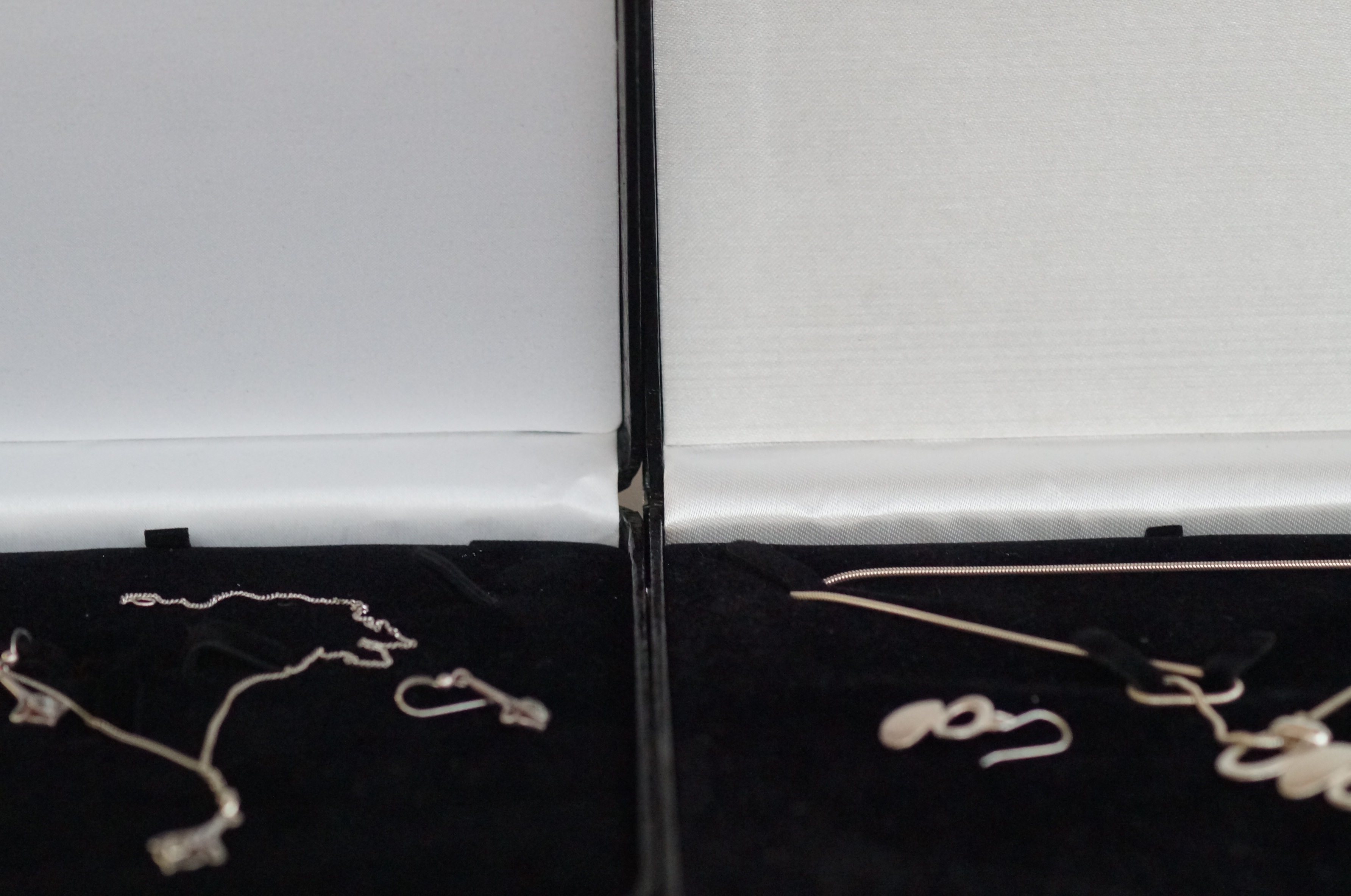 Two Silver Pendants, Chains and Earrings (Both Box