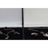 Two Silver Pendants, Chains and Earrings (Both Box