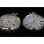2 Victorian Silver Open Faced Pocket Watches, One