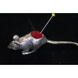 Silver mouse pin cusion