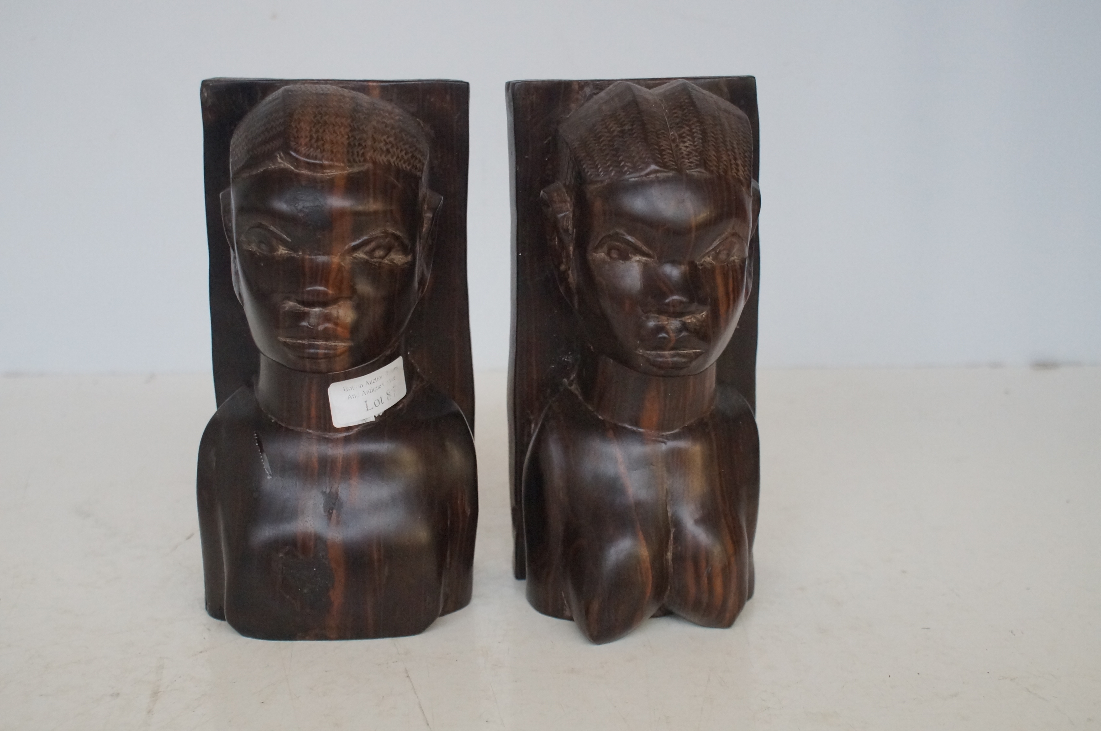 Pair of Carved Hard Wood Figures - 21cm