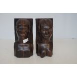 Pair of Carved Hard Wood Figures - 21cm